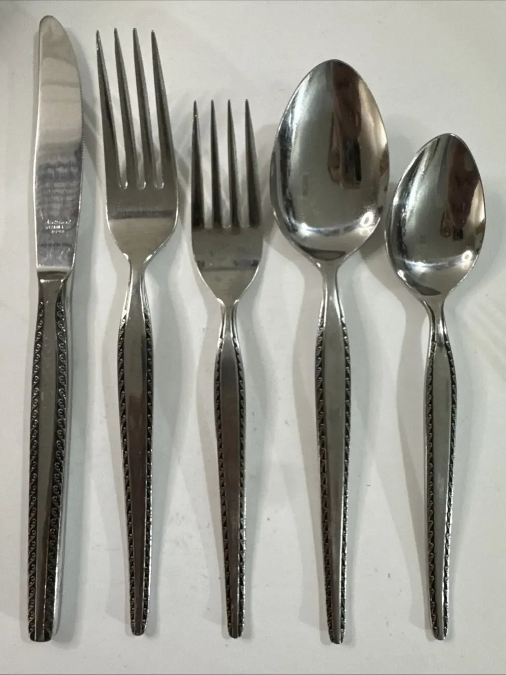 Vintage National Stainless GRANADA Flatware Set 35 Pc MCM Silverware - 7 Place